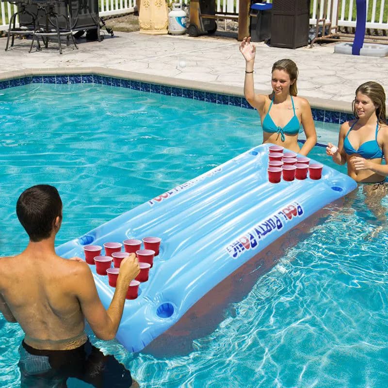 image-Inflatable floating row inflatable cup hole floating deck chair table tennis floating row
