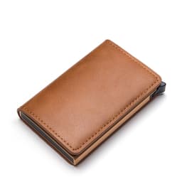 image-RFID Aluminum Card Case - Brown Anti-Theft Wallet, LOGO Custom