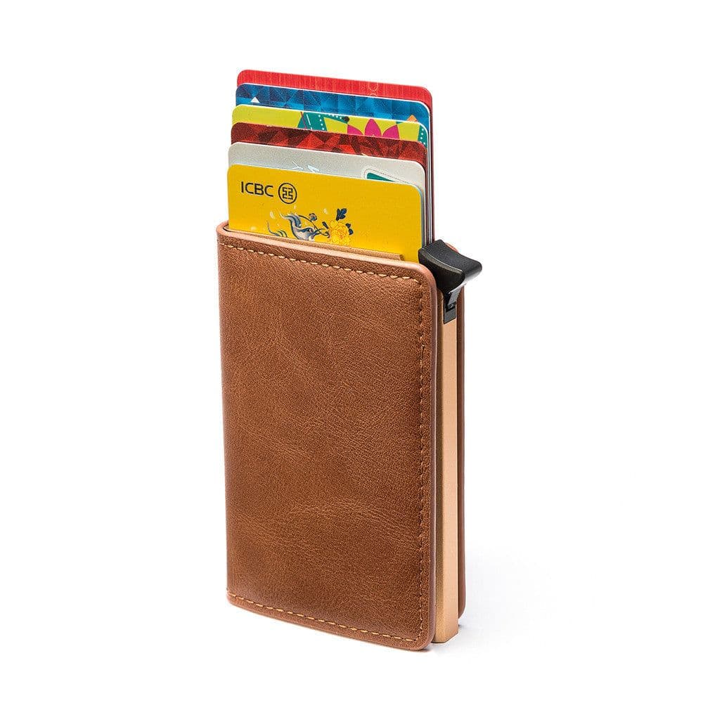 image-RFID Aluminum Card Case - Brown Anti-Theft Wallet, LOGO Custom