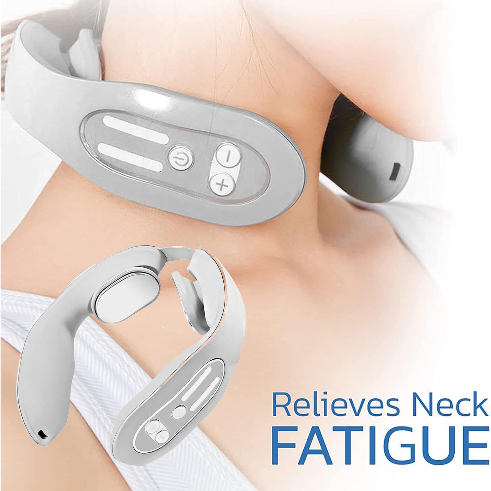 image-EMS Neck Acupoints Lymphvity Massager Device Intelligent Neck Massager With Heat Blue Hot Design