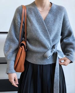 image-French Retro Knitted Cardigan Top V-neck Tie Loose Womens Sweater Coat, Handmade Spring Clothing, Womens Clothing