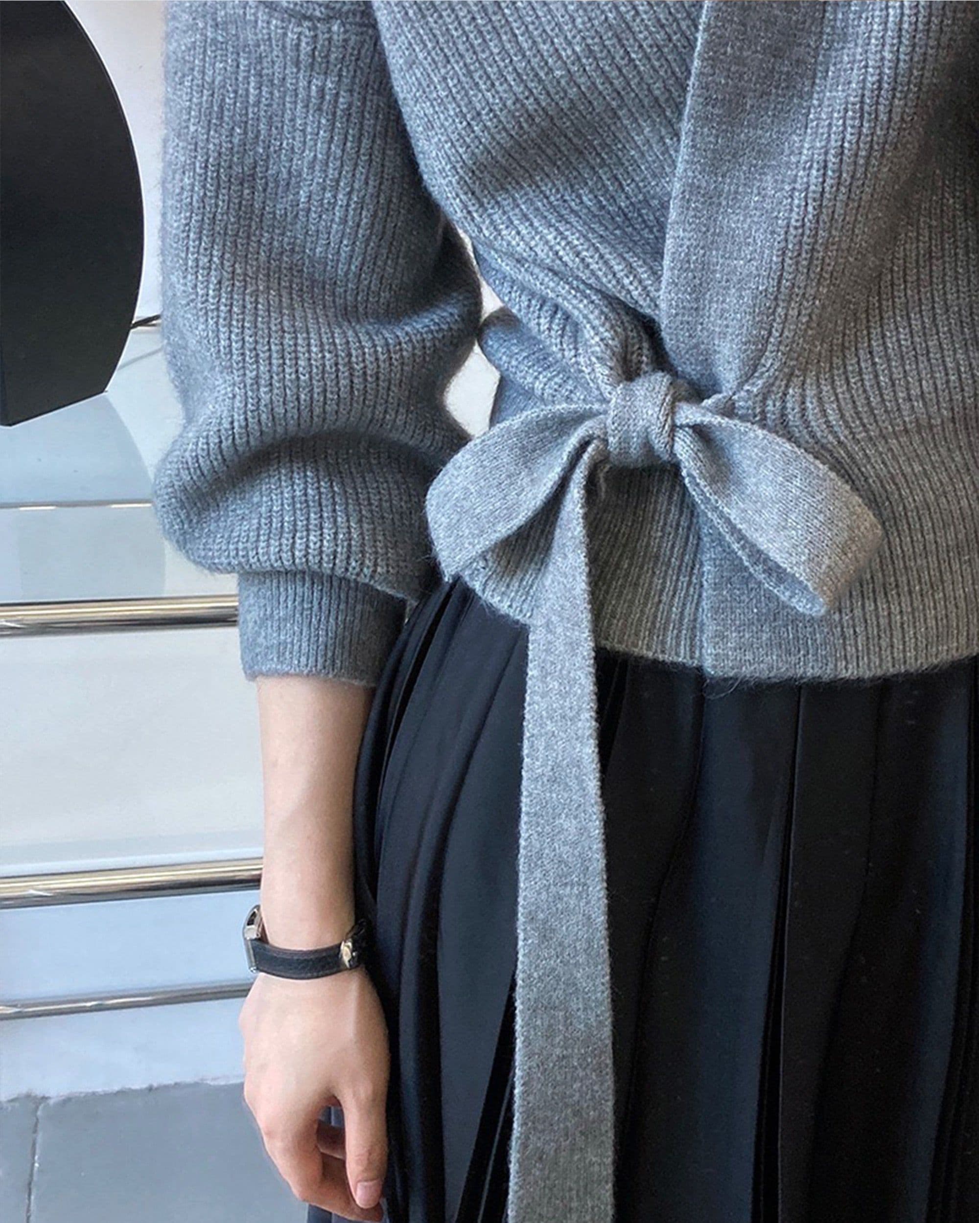 image-French Retro Knitted Cardigan Top V-neck Tie Loose Womens Sweater Coat, Handmade Spring Clothing, Womens Clothing