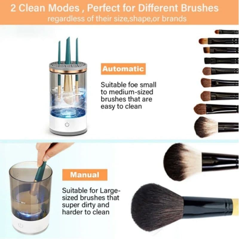 image-Makeup Brush Cleaner Automatic Rotating Makeup Brush Cleaner USB Portable Electric Cosmetic Makeup Brush Rotary Washing Machine