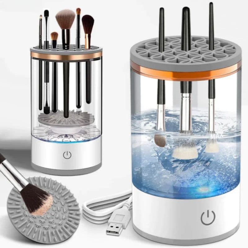 image-Makeup Brush Cleaner Automatic Rotating Makeup Brush Cleaner USB Portable Electric Cosmetic Makeup Brush Rotary Washing Machine