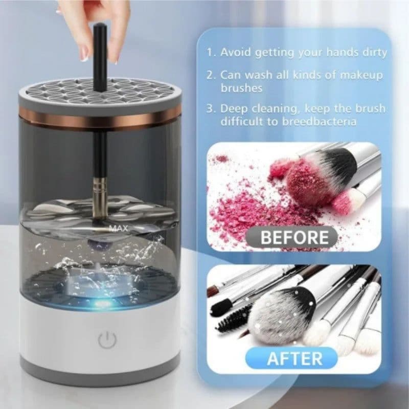 image-Makeup Brush Cleaner Automatic Rotating Makeup Brush Cleaner USB Portable Electric Cosmetic Makeup Brush Rotary Washing Machine