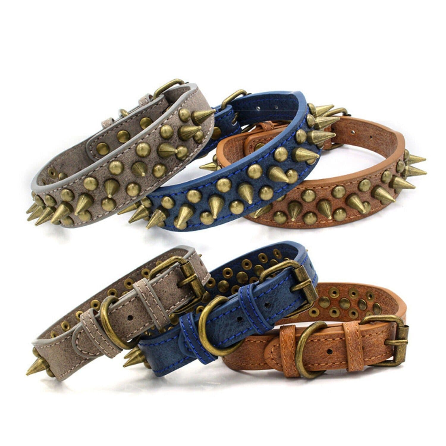 image-Retro Studded Spiked Rivet Large Dog Pet Leather Collar Pit Bull S-XL