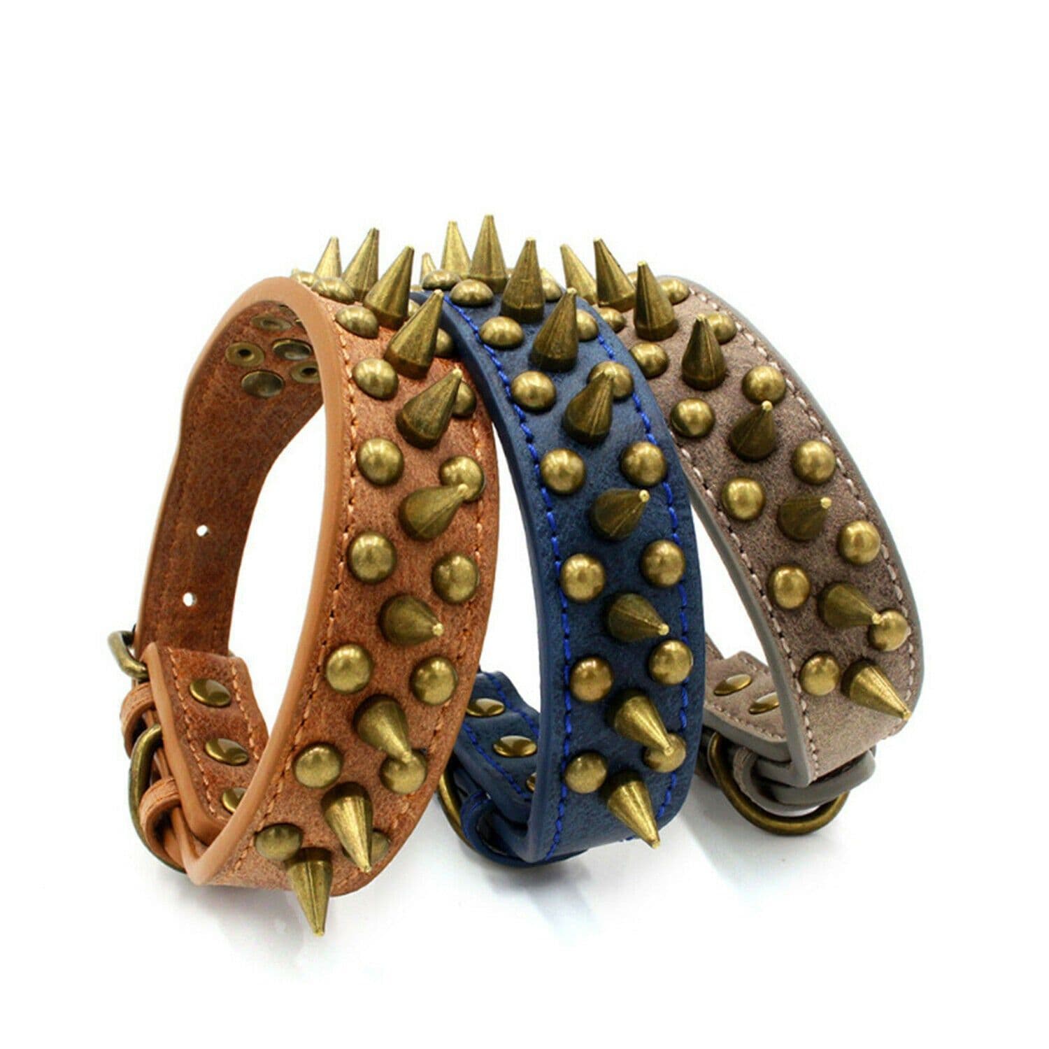 image-Retro Studded Spiked Rivet Large Dog Pet Leather Collar Pit Bull S-XL