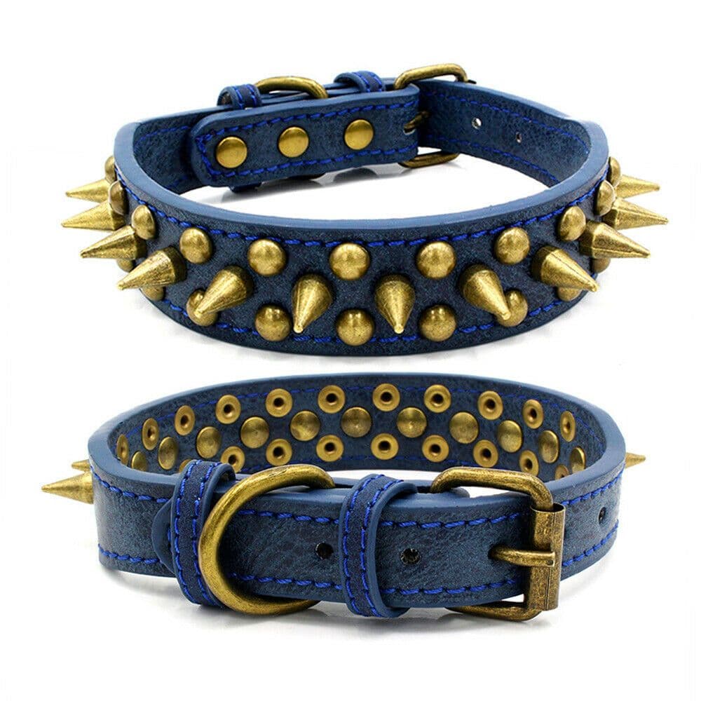 image-Retro Studded Spiked Rivet Large Dog Pet Leather Collar Pit Bull S-XL