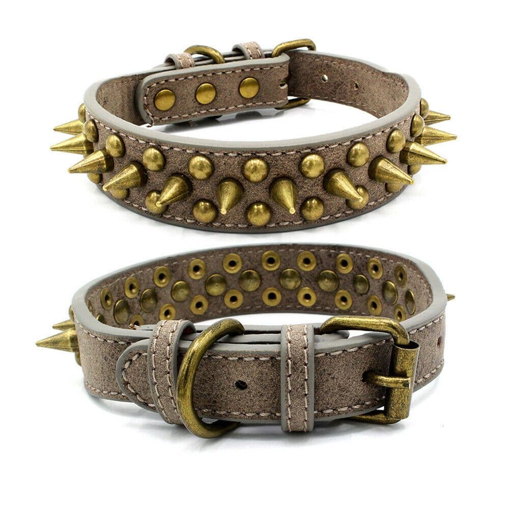 image-Retro Studded Spiked Rivet Large Dog Pet Leather Collar Pit Bull S-XL
