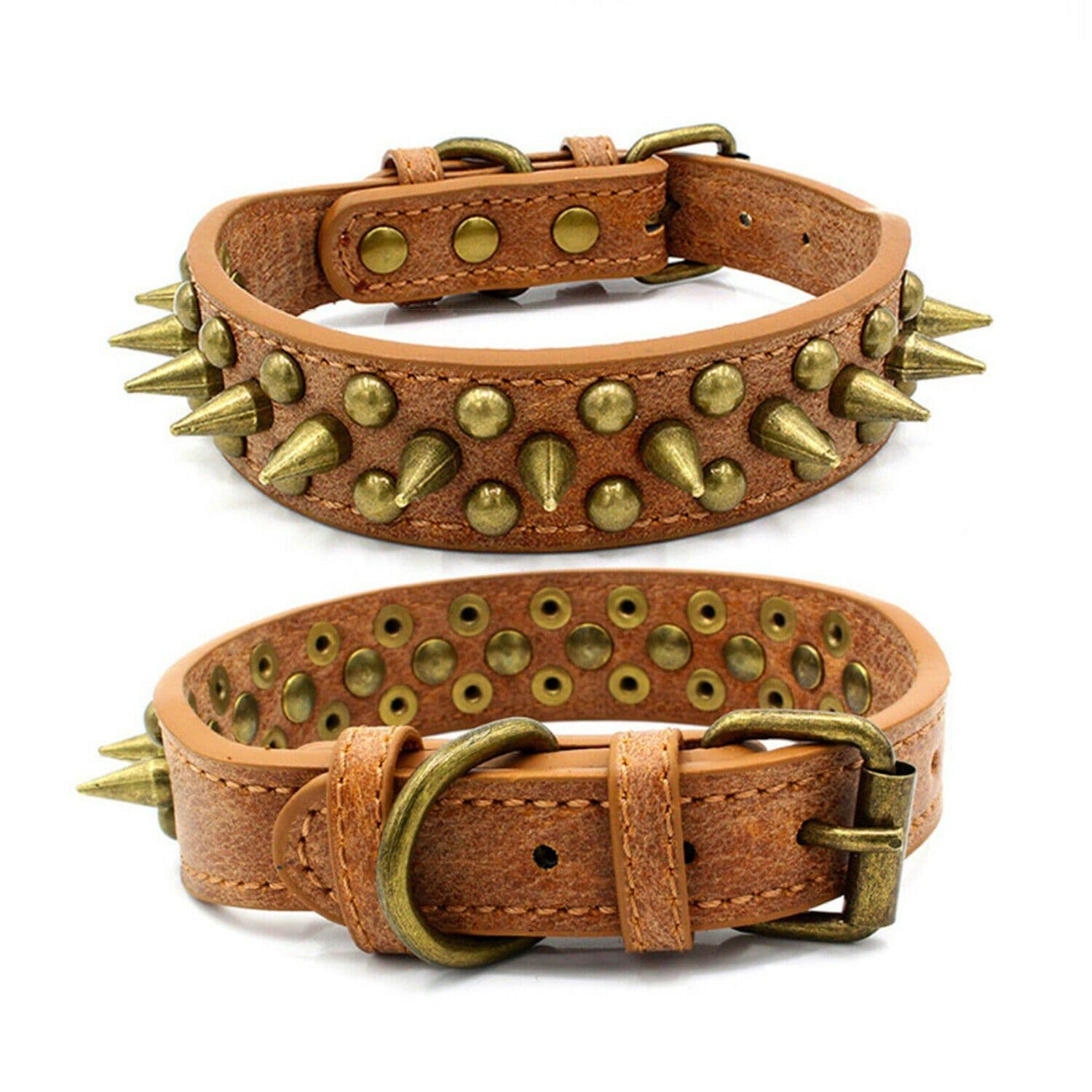 image-Retro Studded Spiked Rivet Large Dog Pet Leather Collar Pit Bull S-XL