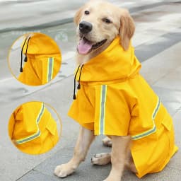 image-Dog Raincoat,Waterproof Dog Rain Jacket With Safety Reflective Stripe,Hooded Slicker Dachshund Doggy Dog Poncho With Leash For Dogs And Puppies