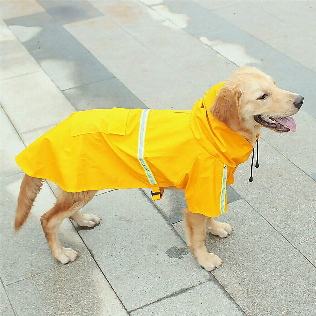 image-Dog Raincoat,Waterproof Dog Rain Jacket With Safety Reflective Stripe,Hooded Slicker Dachshund Doggy Dog Poncho With Leash For Dogs And Puppies