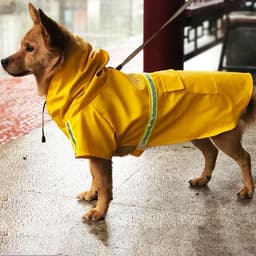 image-Dog Raincoat,Waterproof Dog Rain Jacket With Safety Reflective Stripe,Hooded Slicker Dachshund Doggy Dog Poncho With Leash For Dogs And Puppies