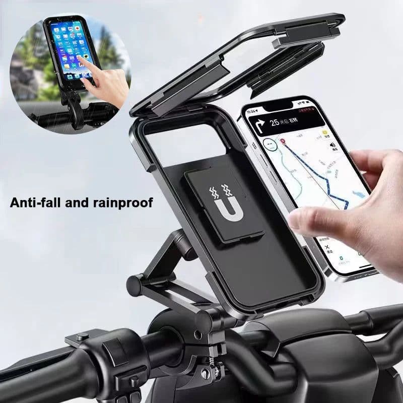 image-Waterproof Motorcycle Bike Mobile Phone Holder Magnetic Universal Bicycle GPS 360 Degree Swivel Adjustable Motorcycle Cellphone Holder