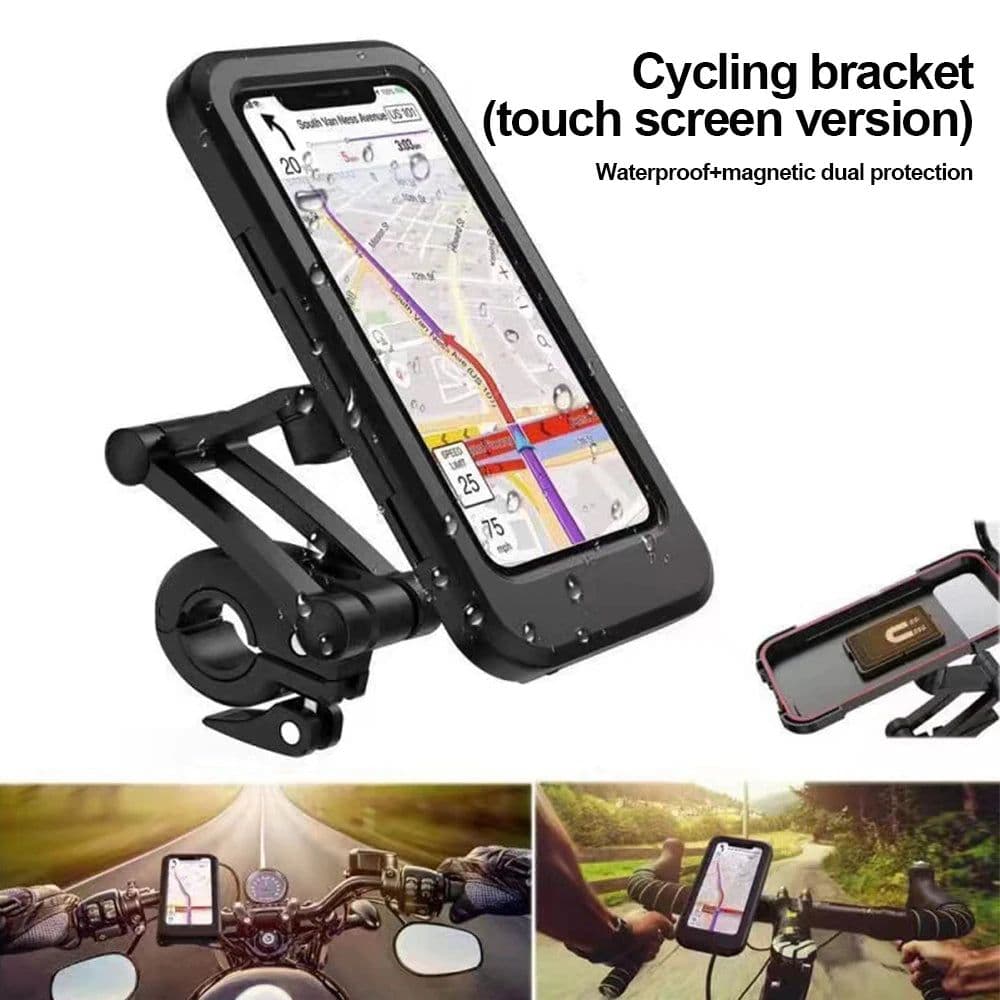 image-Waterproof Motorcycle Bike Mobile Phone Holder Magnetic Universal Bicycle GPS 360 Degree Swivel Adjustable Motorcycle Cellphone Holder