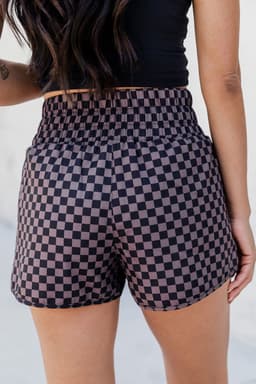 image-Pink High Waisted Leopard Athletic Shorts (55 characters)