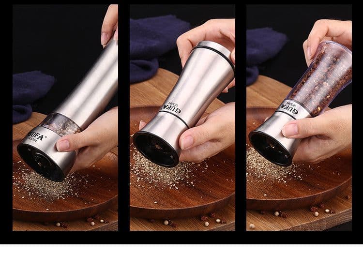 image-Creative Pepper Grinder 304 Stainless Steel Kitchen Utensils Ceramic Core Pepper Grinder Salt Grinder Manual Grinder Bottle