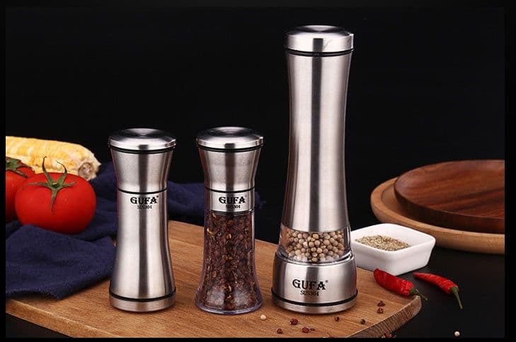 image-Creative Pepper Grinder 304 Stainless Steel Kitchen Utensils Ceramic Core Pepper Grinder Salt Grinder Manual Grinder Bottle