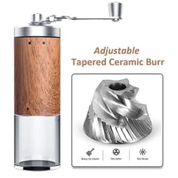 image-Coffee Bean Grinder Portable Wood Grain Stainless Steel Crank Hand Hand Coffee Grinder Kitchen Tool Grinder