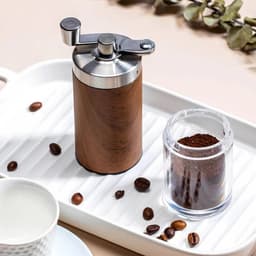 image-Coffee Bean Grinder Portable Wood Grain Stainless Steel Crank Hand Hand Coffee Grinder Kitchen Tool Grinder