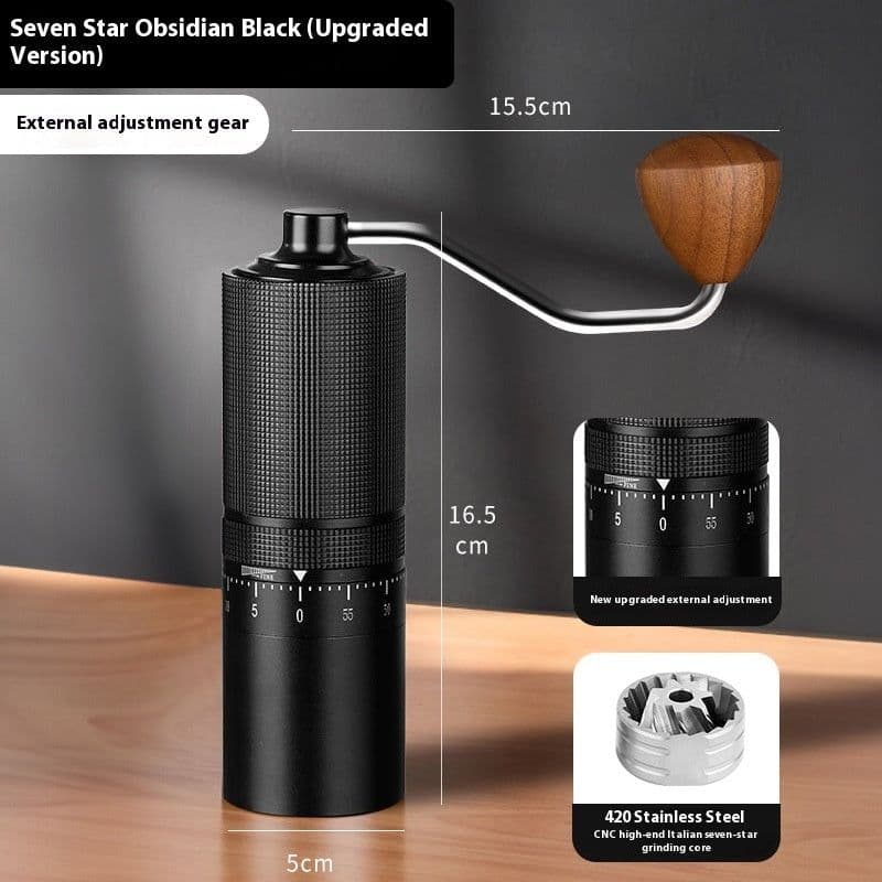 image-External Adjustment Manual Grinding Machine Steel Core Seven-star Household Coffee Grinder Outdoor Portable