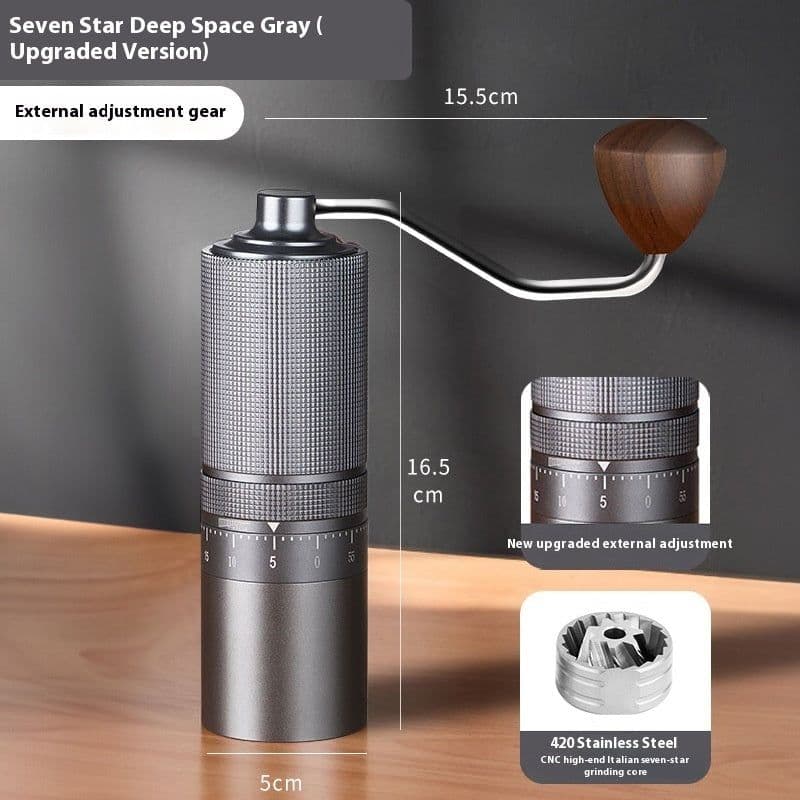 image-External Adjustment Manual Grinding Machine Steel Core Seven-star Household Coffee Grinder Outdoor Portable