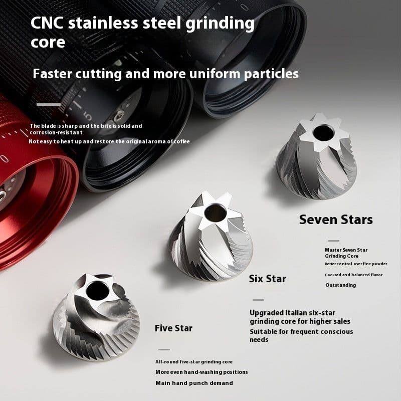 image-External Adjustment Manual Grinding Machine Steel Core Seven-star Household Coffee Grinder Outdoor Portable