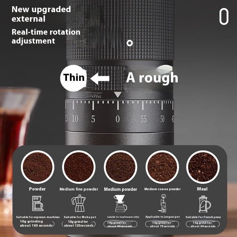 image-External Adjustment Manual Grinding Machine Steel Core Seven-star Household Coffee Grinder Outdoor Portable