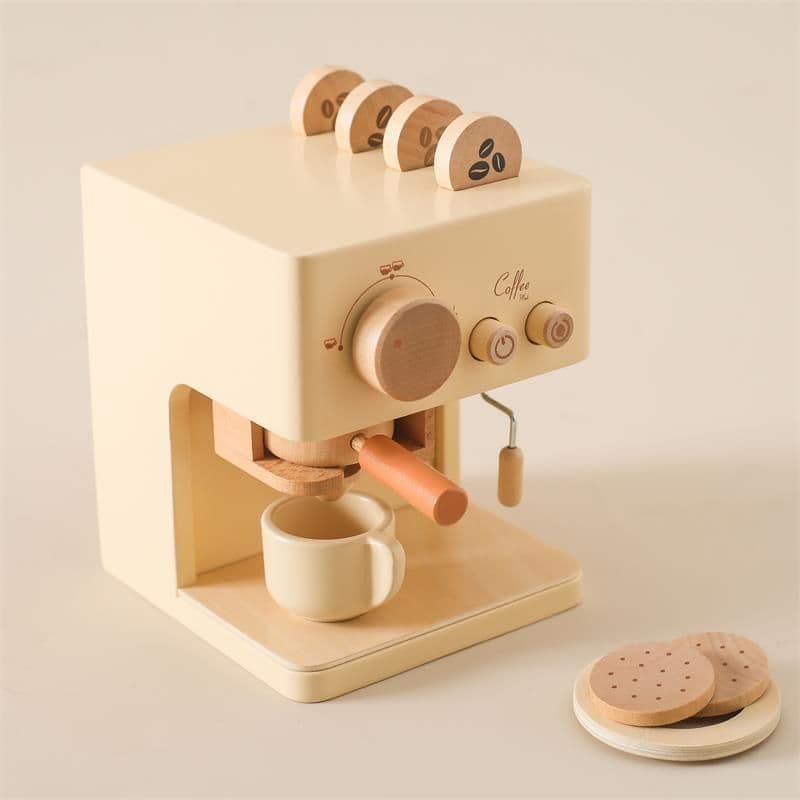 image-Children's Simulation Coffee Machine Suit Baby Wooden Puzzle Early Educational Building Block Toys