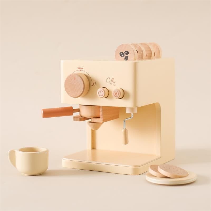 image-Children's Simulation Coffee Machine Suit Baby Wooden Puzzle Early Educational Building Block Toys