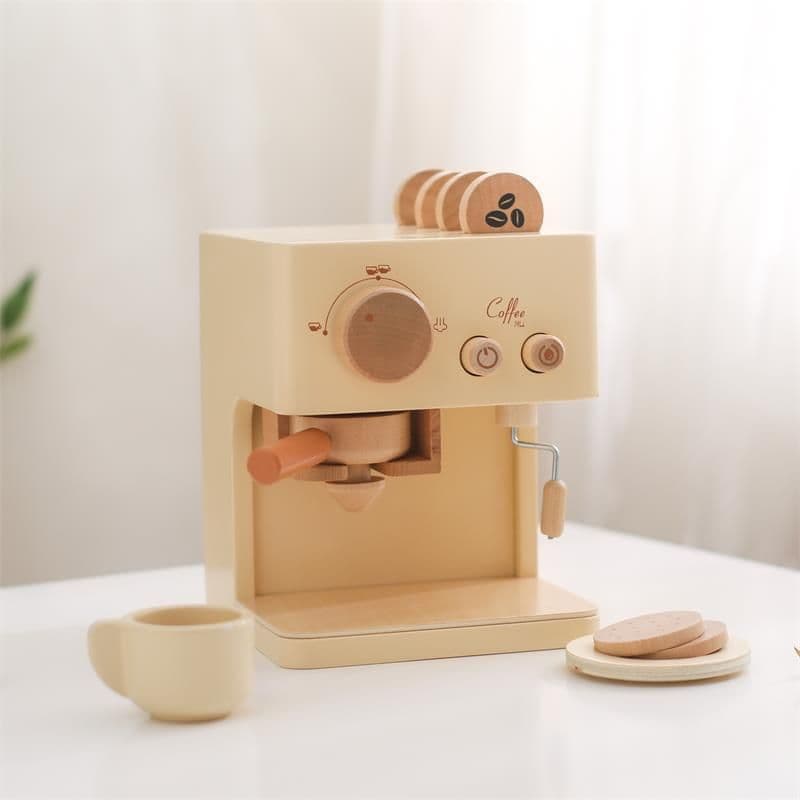 image-Children's Simulation Coffee Machine Suit Baby Wooden Puzzle Early Educational Building Block Toys