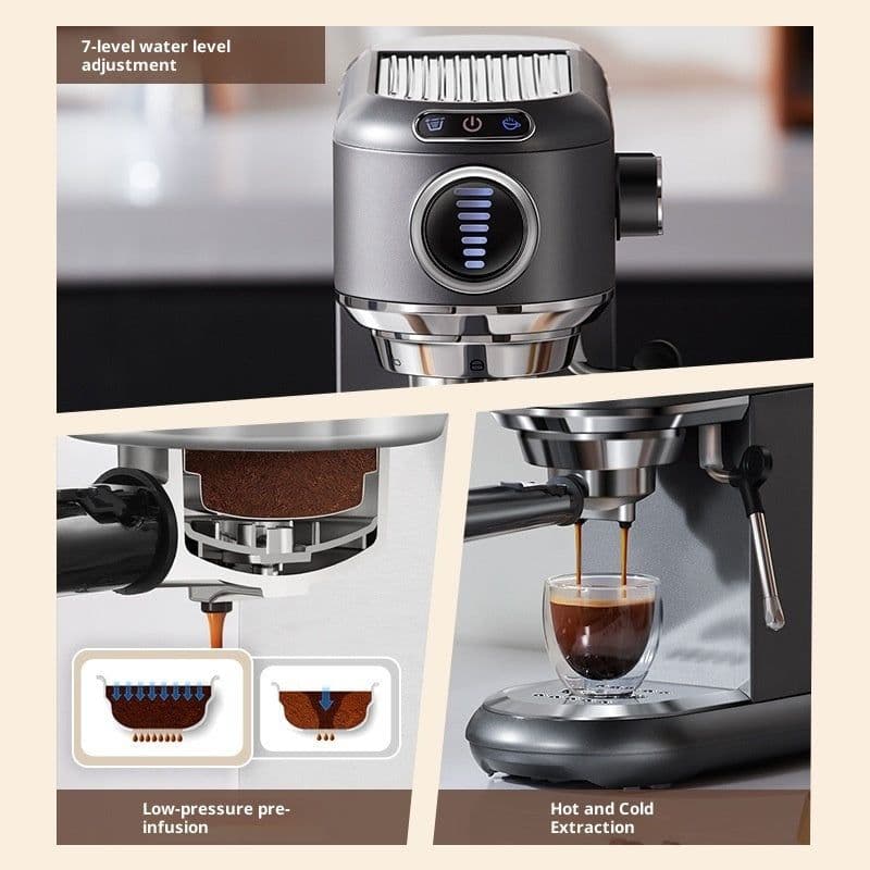 image-Coffee Machine Espresso Household Small Full & Semi Automatic Steam Frothed Milk All-in-one Machine