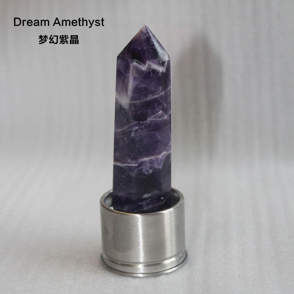 image-Natural Crystal Column Stone Quartz of Various Materials Magic wand heals energy stone point water cup bottel Ornament replace