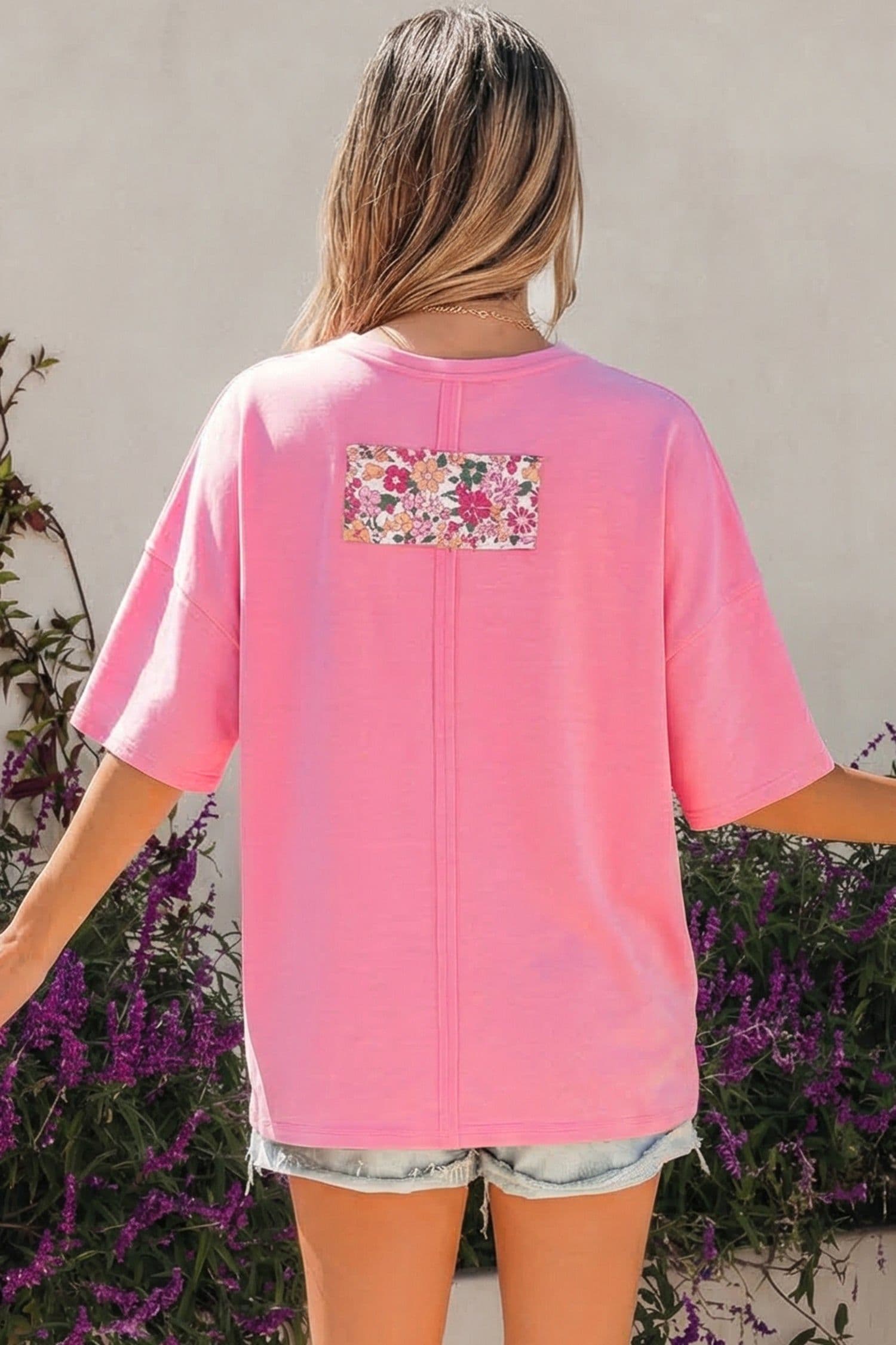 image-Jet Stream Floral Patched Oversized Tee