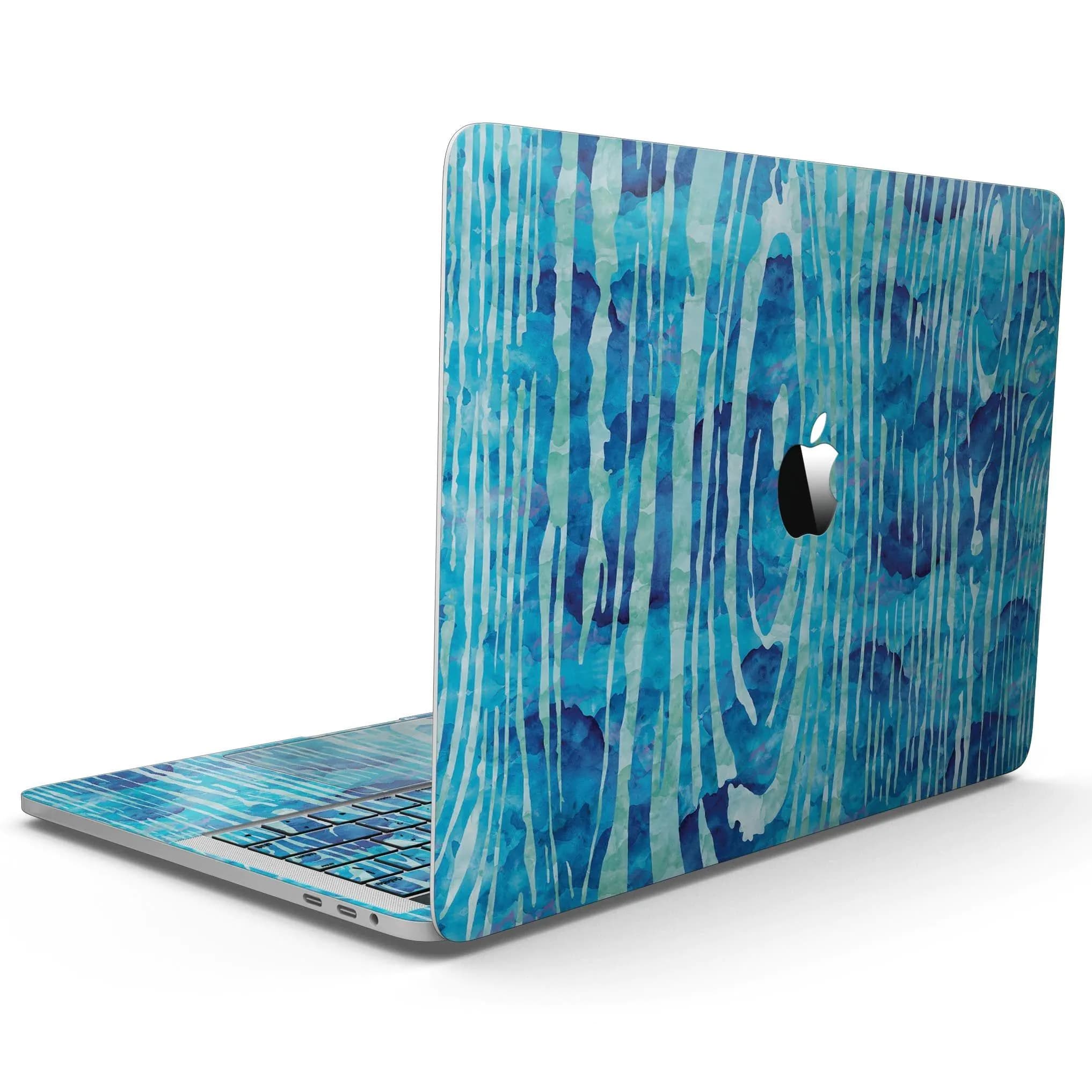 image-Blue Watercolor Woodgrain - MacBook Pro with Touch Bar Skin Kit