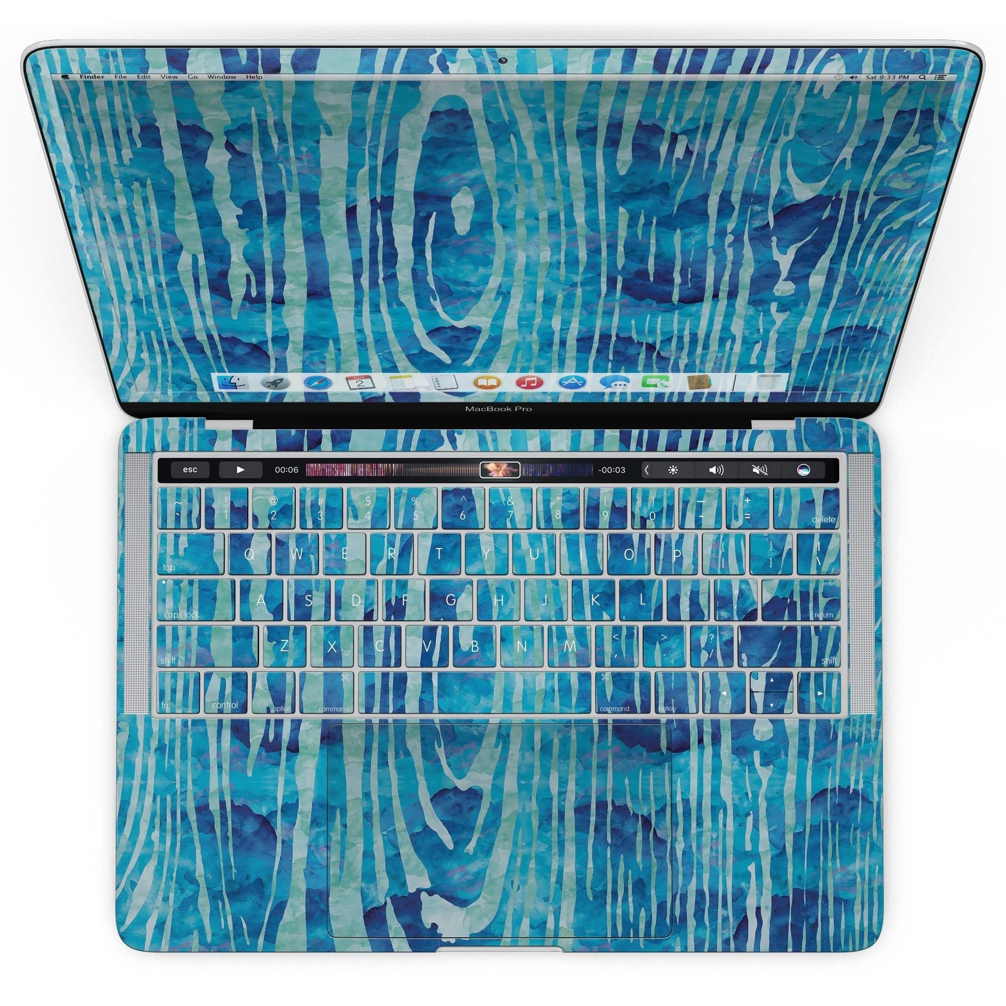 image-Blue Watercolor Woodgrain - MacBook Pro with Touch Bar Skin Kit