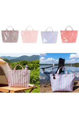 image-Black Glossy Striped Vinyl Large Tote Bag