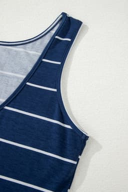 image-Blue Gray Stripe Maxi Dress Open Back Sleeveless