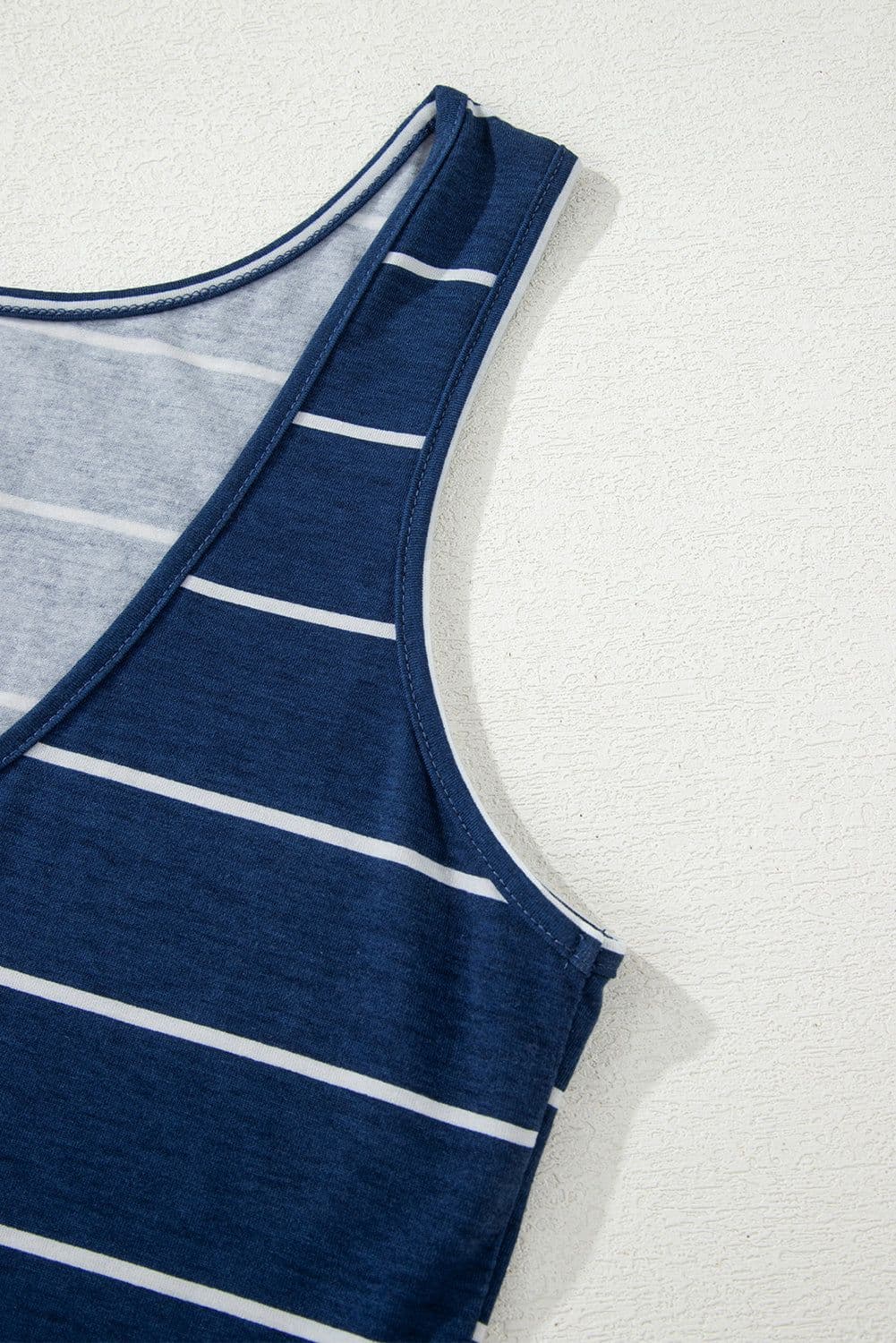 image-Blue Gray Stripe Maxi Dress Open Back Sleeveless