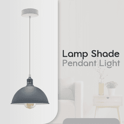 image-2Pack Dome Shaped Grey Loft Style Sturdy Metal Lamp Shade Pendant Lights 21cm Bottom Spray Painted Finish Inner White
