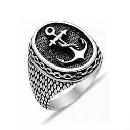 image-Titanium Steel Anchor Ring Men's Retro Punk