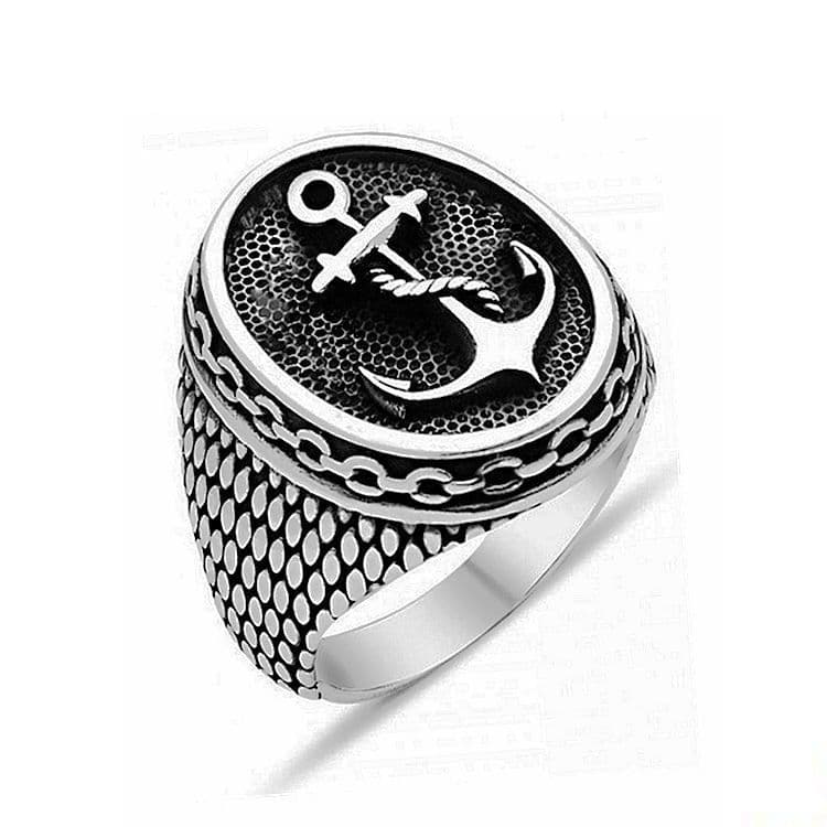 image-Titanium Steel Anchor Ring Men's Retro Punk