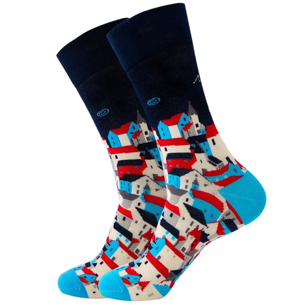 image-Men's Geometric Fruit Socks, Unisex Mid-Tube, Cotton 70%