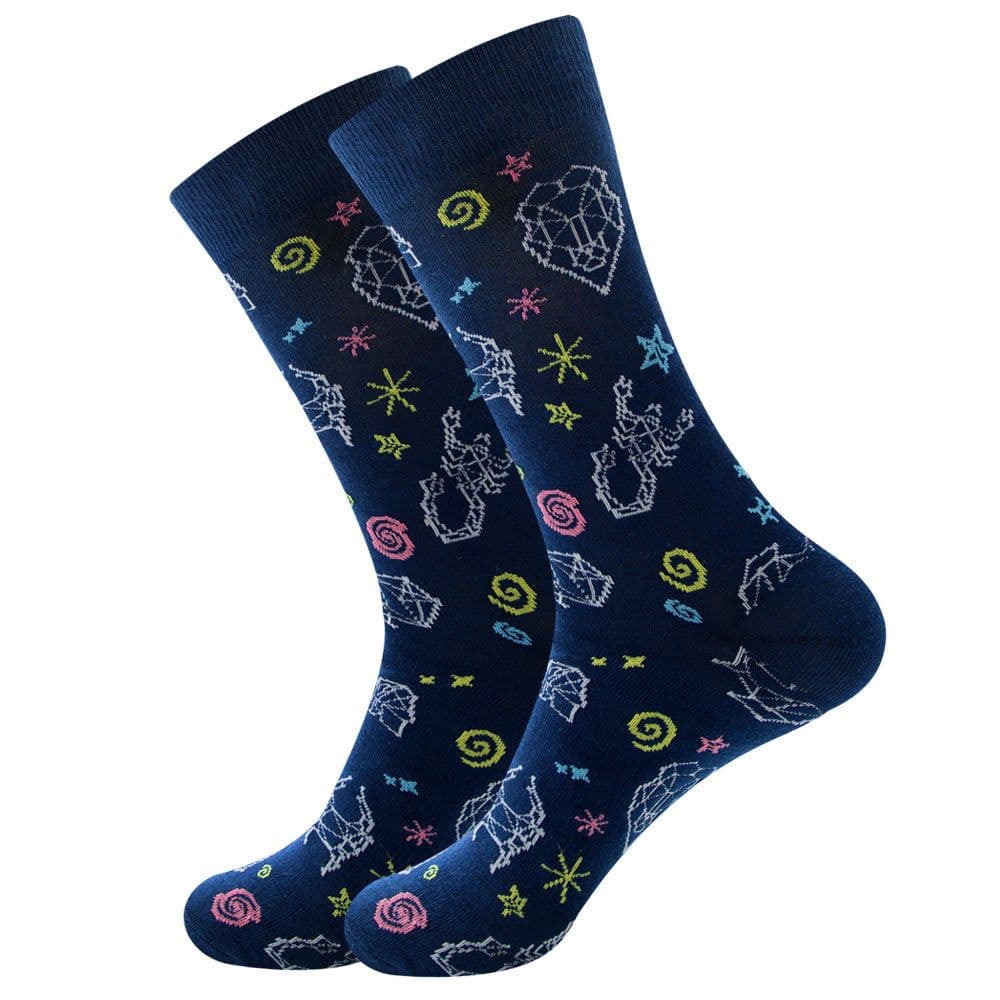 image-Men's Geometric Fruit Socks, Unisex Mid-Tube, Cotton 70%