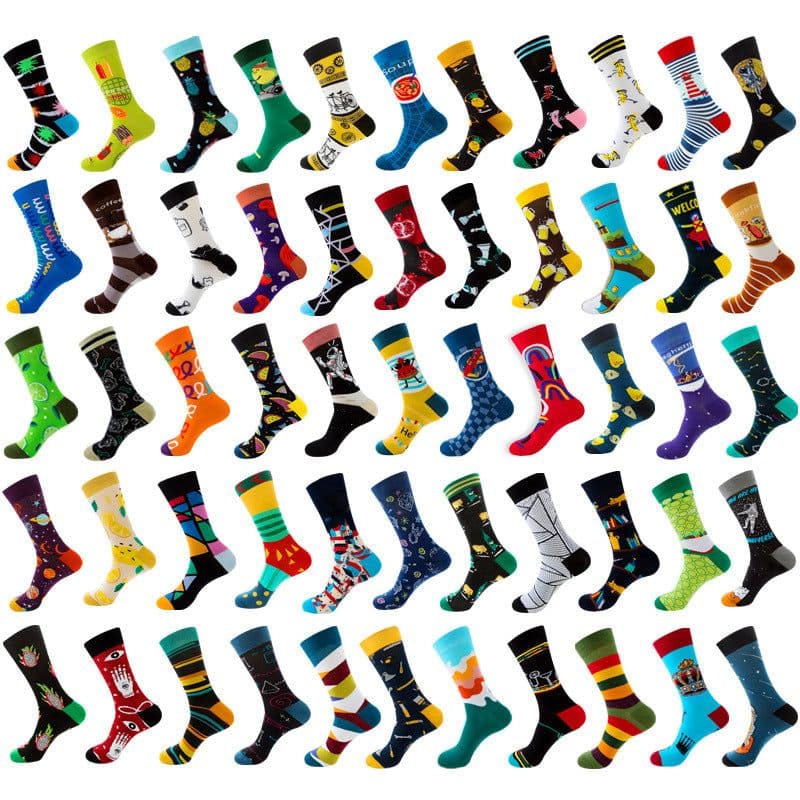 image-Men's Geometric Fruit Socks, Unisex Mid-Tube, Cotton 70%