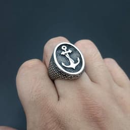image-Titanium Steel Anchor Ring Men's Retro Punk
