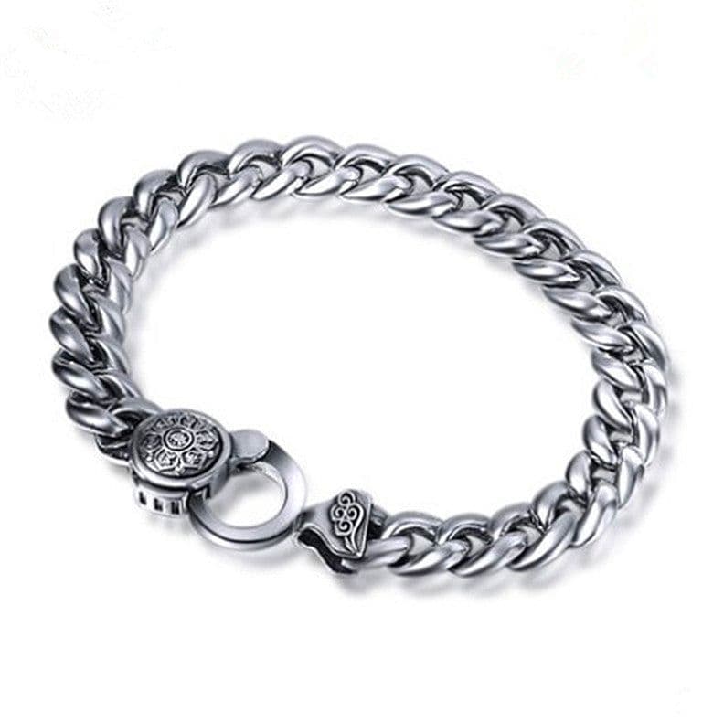 image-Sterling Silver Men's Six-Character Mantra Bracelet - Retro Thai Style