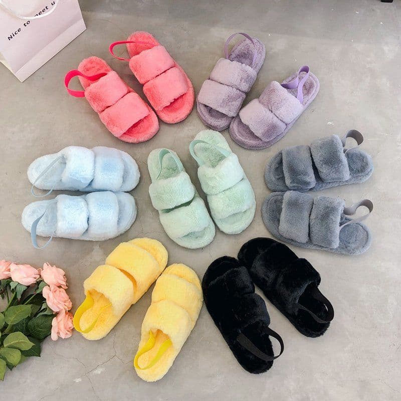 image-Summer women's wool slippers foreign trade new 2020 wool and wool slippers women's hot style fashion thick bottom non-slip warm cotton sandals and slippers