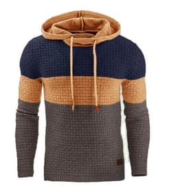 image-Men's Jacquard Sweater Long-sleeved Hoodie Warm Color Hooded Sweatshirt Jacket