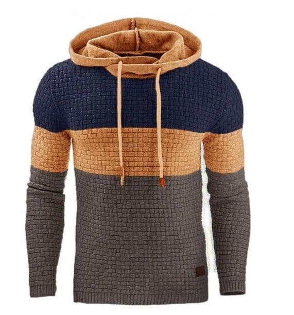 image-Men's Jacquard Sweater Long-sleeved Hoodie Warm Color Hooded Sweatshirt Jacket